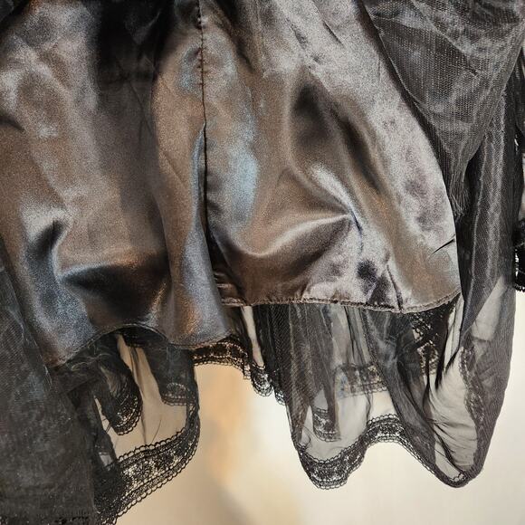 UNKNOWN Black High Low Mesh Lace Sheer 3 Layer Formal Semi Formal Womens 4 FLAW - Picture 11 of 12